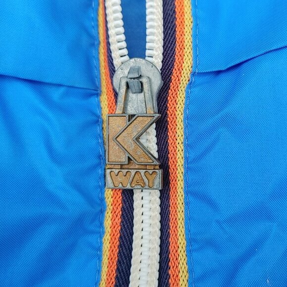VINTAGE BRIGHT BLUE KWAY Jacket US Size 4 Unisex Please see Measurements… - Picture 4 of 11